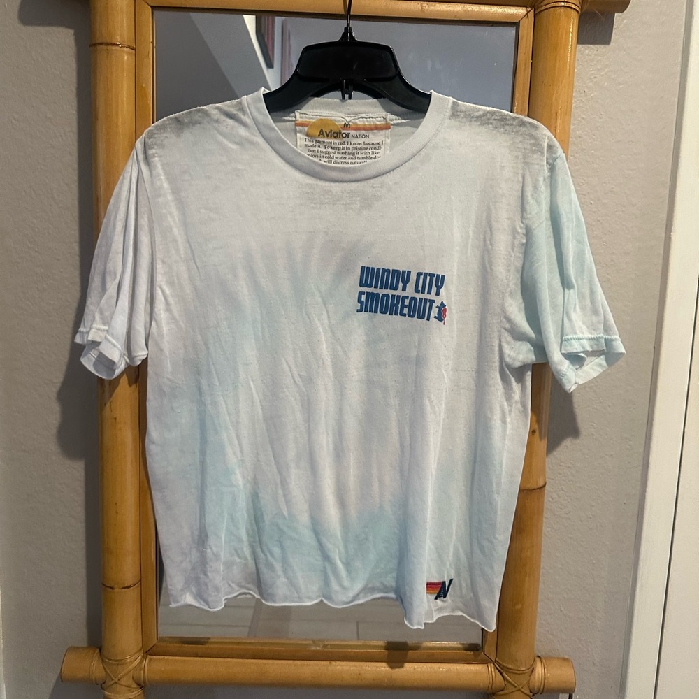 Aviator Nation GUC WINDY CITY SMOKEOUT 2023 BOYFRIEND TEE - TIE DYE HEATHER BLUE